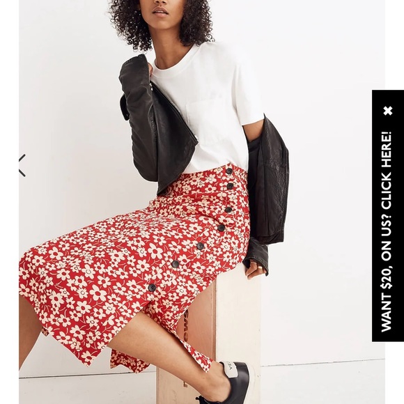 Madewell Side-Button Skirt in Full Bloom (sold out) - Picture 4 of 5
